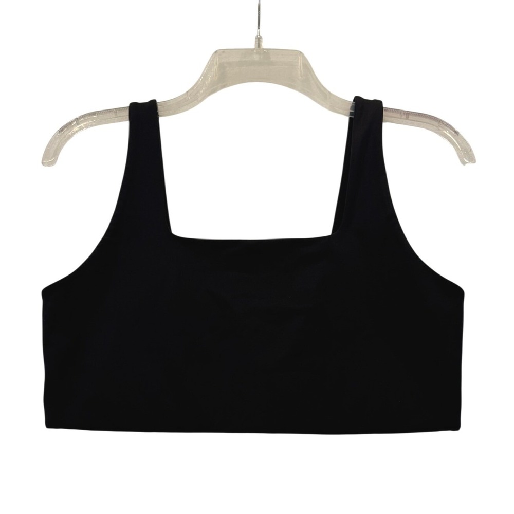 Girlfriend Collective XL Tommy Cropped Bra Black Square Neck Activewear